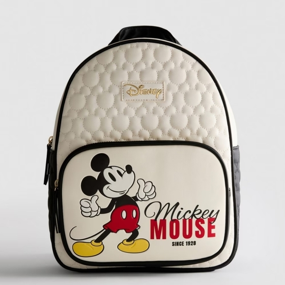 Disney Handbags - Disney's Mickey Mouse Quilted Backpack Beige N Black, Primark Exclusive